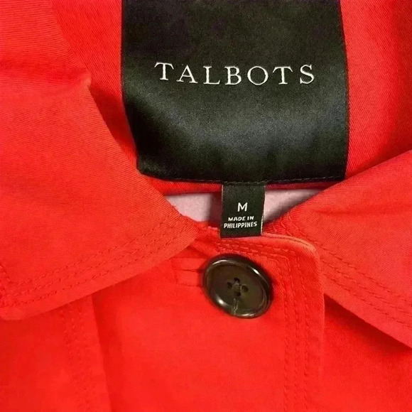 Talbots Red Raincoat/Overcoat/Trench Coat W/Belt 2 Front Pockets Lined Size M - Picture 2 of 11